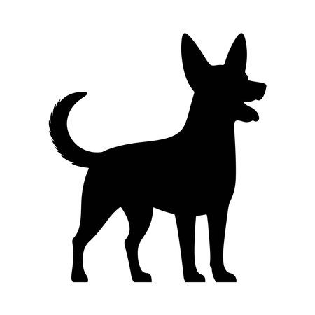 Vector image of a dog silhouette on a white background. Flat style.のイラスト素材