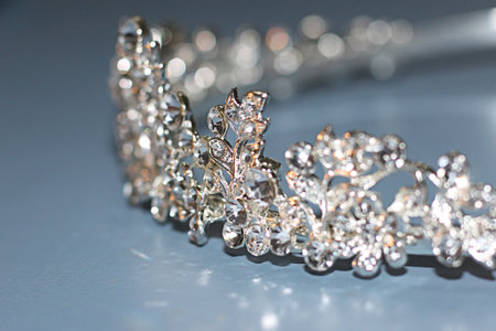 jewelry diamond tiara on a gray background close-upの写真素材
