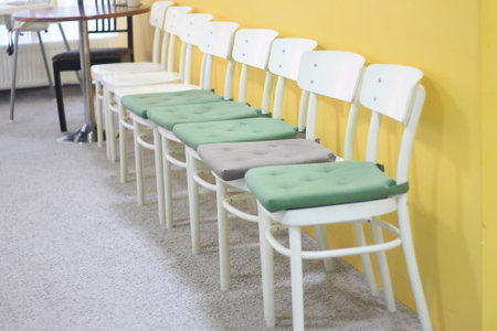 Chairs in a row in a waiting room for a meeting.の写真素材