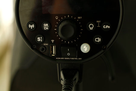 Close-up of the control panel of a splash. Selective focus.の写真素材