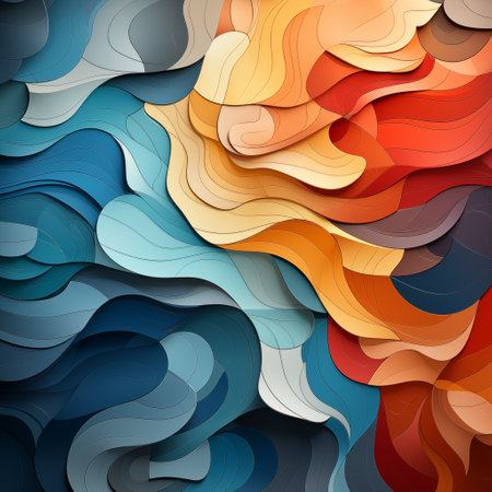 Abstract wavy background. 3d paper cut style. Vector illustrationの素材