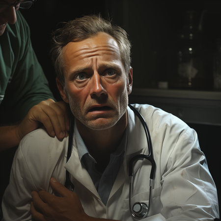 Portrait of a senior male doctor with a stethoscope.の素材