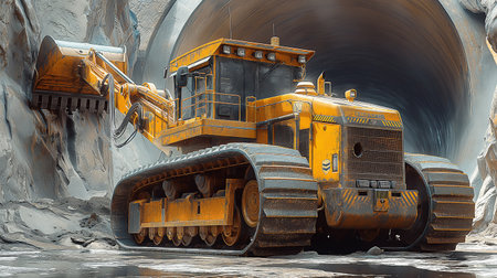 Excavator in the mine. 3D illustration. CG. High resolution.の素材