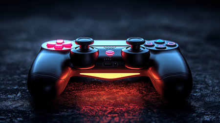 Gamepad on a dark background. 3d rendering, 3d illustration.の素材