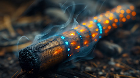 Burning incense sticks in a campfire. Close-upの素材