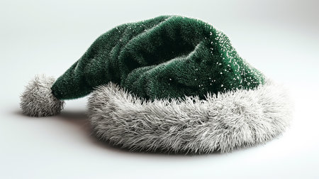 Green Santa Claus hat isolated on white background. 3d illustration.の素材