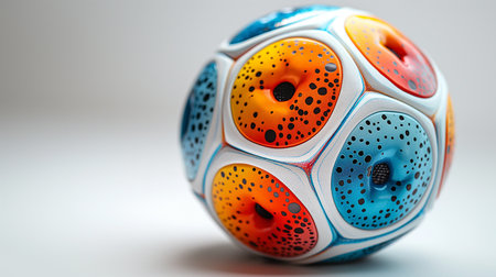 Close-up of a soccer ball on a white background. 3D renderingの素材