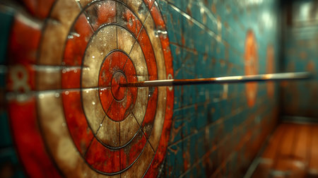 Archery target on the wall. 3d illustration. 3d rendering.の素材