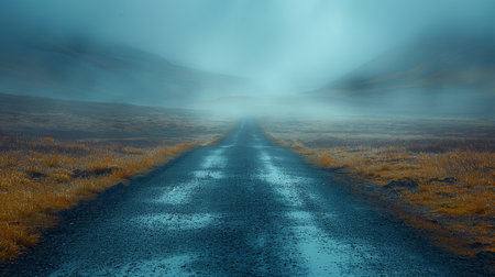 Road in the steppes of Iceland. 3D rendering.の素材
