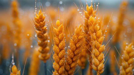 Close-up of ears of wheat in the field. Selective focus.の素材