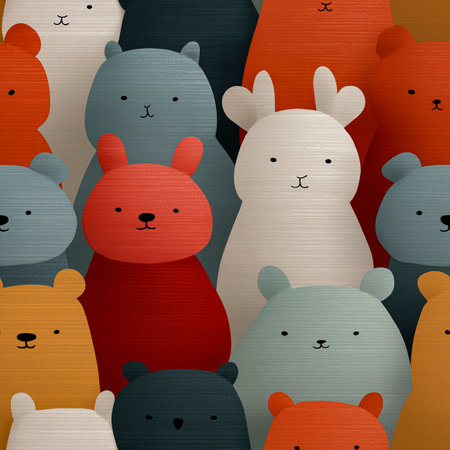 Seamless pattern with cute cartoon bears. Vector illustration for your designの素材