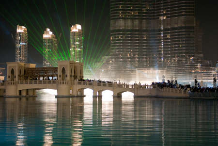 Laser and Fountqain in Burj Khalifa, Dubai, UAEのeditorial素材