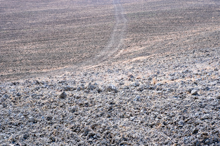 Plowed field ready to be cultivated in Val d'Orcia, Tuscanyの写真素材