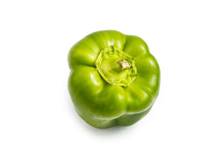 Close-up of a green pepper on a white backgroundの写真素材