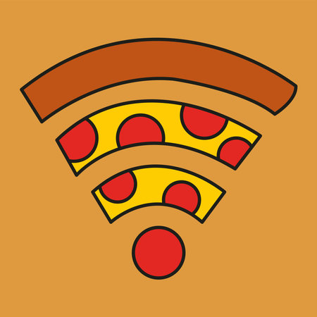 Pizza in a shape of a WiFi symbol vector illustration.のイラスト素材