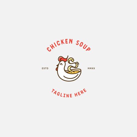 Chicken soup logo, Fried chicken restaurant, chicken vector illustration.のイラスト素材