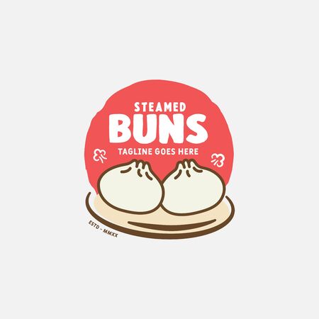 Steamed buns logo design vector template. chinese text translationのイラスト素材
