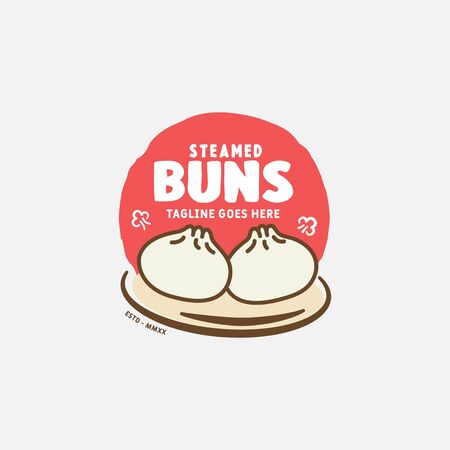 Steamed buns logo design vector template. chinese text translationの素材 [FY310148749013]