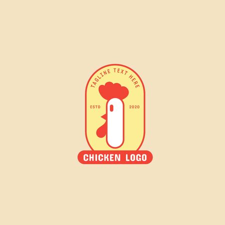 Chicken logo, Fried chicken restaurant, Rooster mascot, chicken farm and egg vector illustration.のイラスト素材
