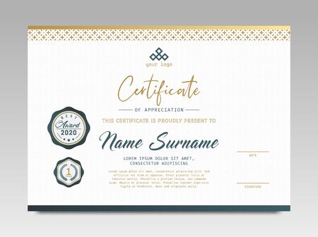 Certificate template awards diploma background vector modern design simple elegant and luxurious elegant. layout horizontal in A4 sizeのイラスト素材