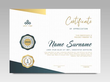 Certificate template awards diploma background vector modern design simple elegant and luxurious elegant. layout horizontal in A4 sizeのイラスト素材