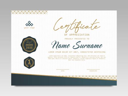 Certificate template awards diploma background vector modern design simple elegant and luxurious elegant. layout horizontal in A4 sizeのイラスト素材