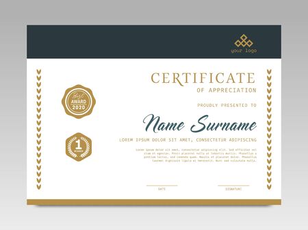 Certificate template awards diploma background vector modern design simple elegant and luxurious elegant. layout horizontal in A4 sizeのイラスト素材