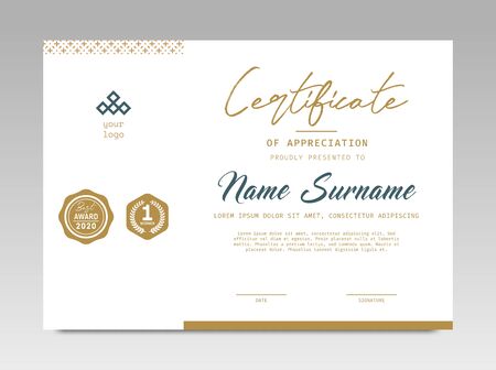 Certificate template awards diploma background vector modern design simple elegant and luxurious elegant. layout horizontal in A4 sizeのイラスト素材