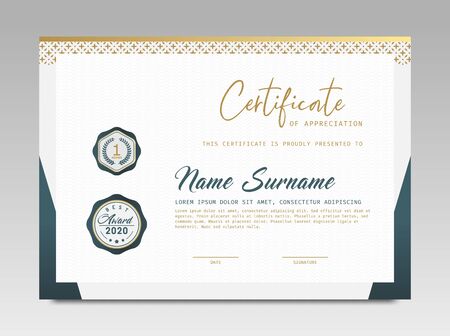 Certificate template awards diploma background vector modern design simple elegant and luxurious elegant. layout horizontal in A4 sizeのイラスト素材