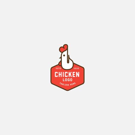 Chicken logo, Fried chicken restaurant, Rooster mascot, chicken farm and egg vector illustration.のイラスト素材