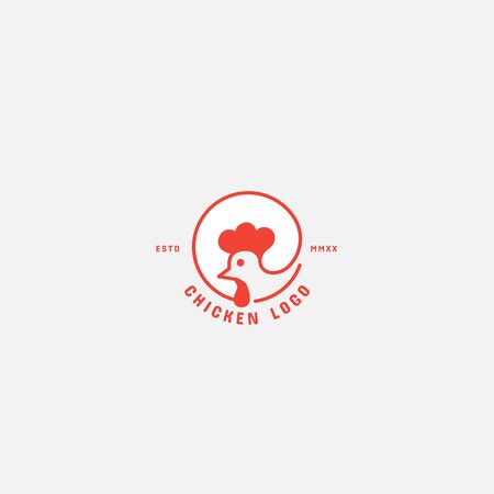 Chicken logo, Fried chicken restaurant, Rooster mascot, chicken farm and egg vector illustration.のイラスト素材