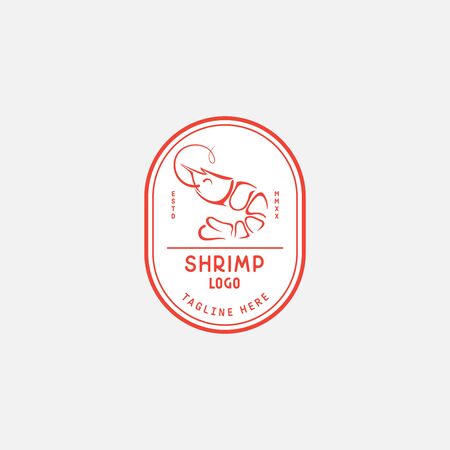 Shrimp, prawn logo vector design, seafood restaurant logoのイラスト素材