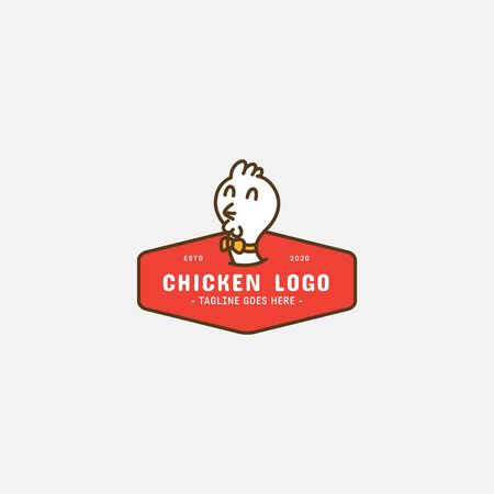 Chicken logo, Fried chicken restaurant, Rooster mascot, chicken farm and egg vector illustration.のイラスト素材