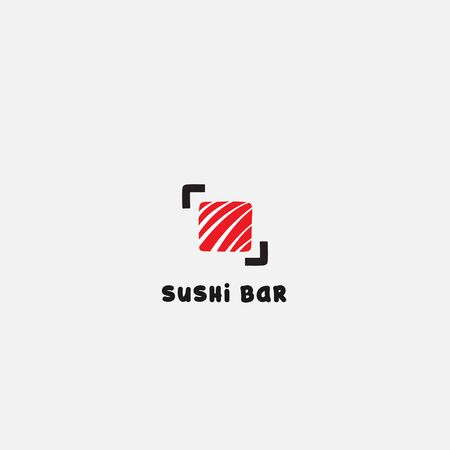 Sushi logo template. Japanese traditional cuisine, tasty food icon. asian sushi bar vector logoのイラスト素材