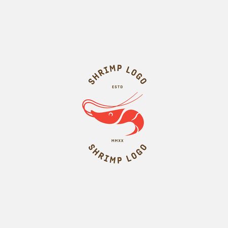 Shrimp, prawn logo vector design, seafood restaurant logoのイラスト素材