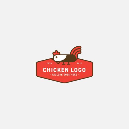 Chicken logo, Fried chicken restaurant, Rooster mascot, chicken farm and egg vector illustration.のイラスト素材