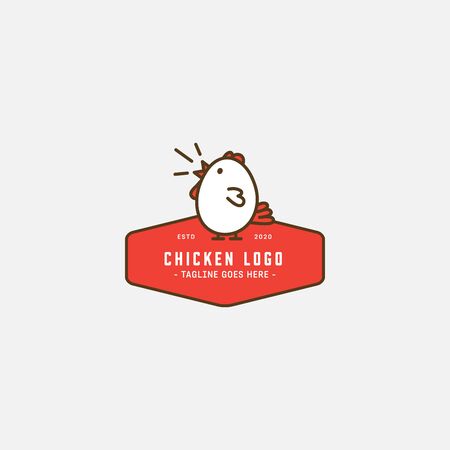 Chicken logo, Fried chicken restaurant, Rooster mascot, chicken farm and egg vector illustration.のイラスト素材