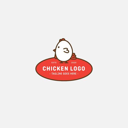 Chicken logo, Fried chicken restaurant, Rooster mascot, chicken farm and egg vector illustration.のイラスト素材