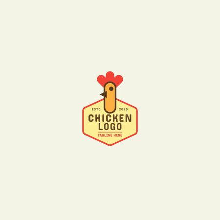 Chicken logo, Fried chicken restaurant, Rooster mascot, chicken farm and egg vector illustration.のイラスト素材