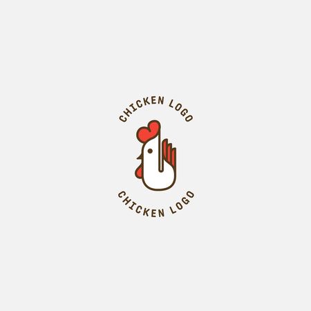 Chicken logo, Fried chicken restaurant, Rooster mascot, chicken farm and egg vector illustration.のイラスト素材