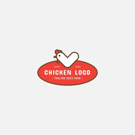 Chicken logo, Fried chicken restaurant, Rooster mascot, chicken farm and egg vector illustration.のイラスト素材