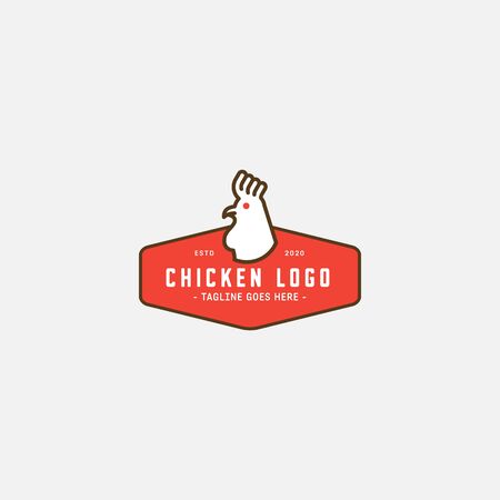 Chicken logo, Fried chicken restaurant, Rooster mascot, chicken farm and egg vector illustration.のイラスト素材