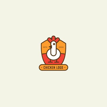 Chicken logo, Fried chicken restaurant, Rooster mascot, chicken farm and egg vector illustration.のイラスト素材
