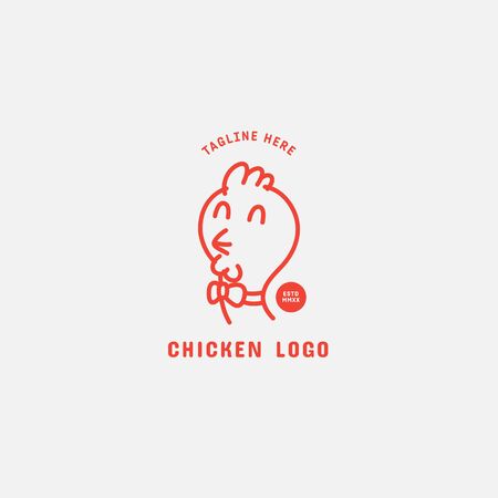 Chicken logo, Fried chicken restaurant, Rooster mascot, chicken farm and egg vector illustration.のイラスト素材