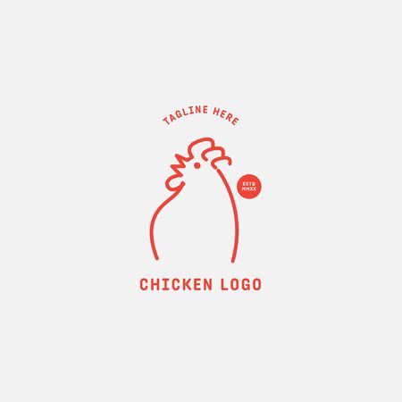Chicken logo, Fried chicken restaurant, Rooster mascot, chicken farm and egg vector illustration.のイラスト素材