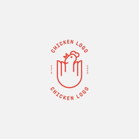 Chicken logo, Fried chicken restaurant, Rooster mascot, chicken farm and egg vector illustration.のイラスト素材