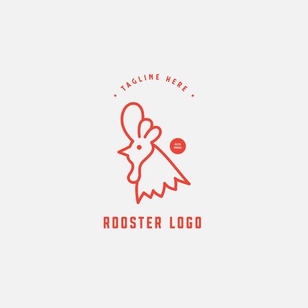Chicken logo, Fried chicken restaurant, Rooster mascot, chicken farm and egg vector illustration.のイラスト素材