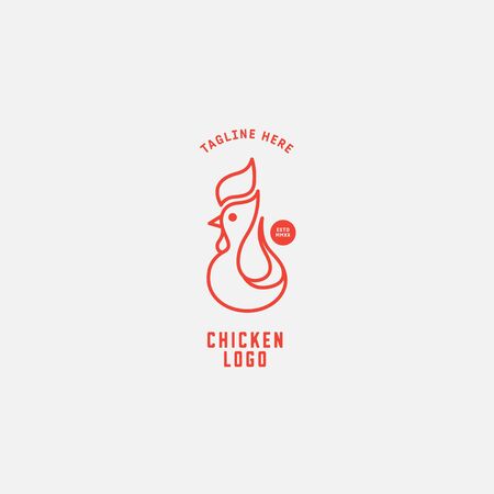 Chicken logo, Fried chicken restaurant, Rooster mascot, chicken farm and egg vector illustration.のイラスト素材