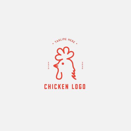 Chicken logo, Fried chicken restaurant, Rooster mascot, chicken farm and egg vector illustration.のイラスト素材