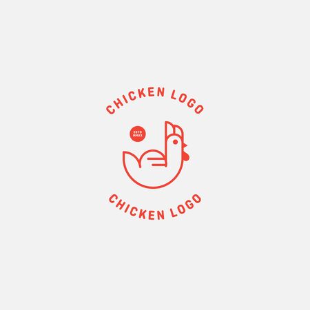 Chicken logo, Fried chicken restaurant, Rooster mascot, chicken farm and egg vector illustration.のイラスト素材